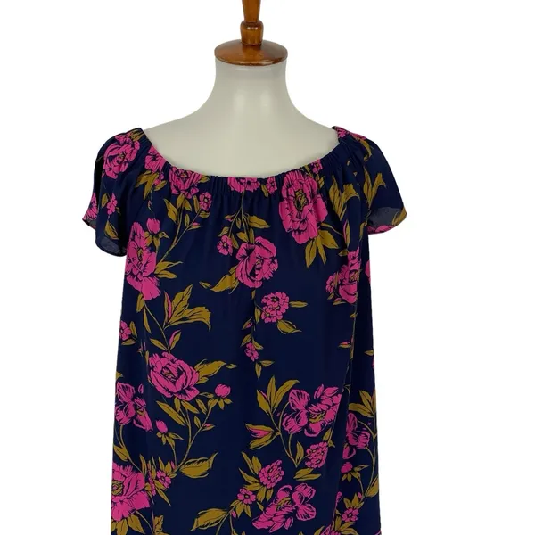 Express Dress‎ Medium Blue Pink Floral Boho Romantic Feminine - Image 2
