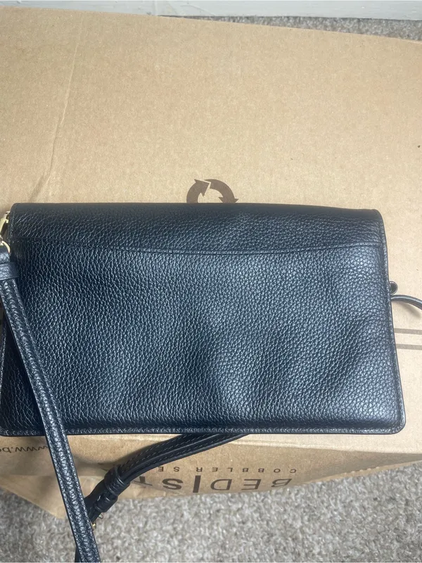 COACH Anna Foldover Black Pebbled Leather Crossbody - Image 3