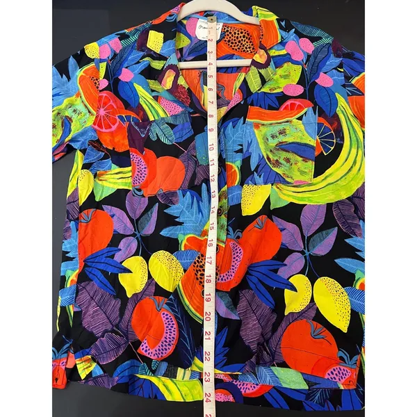 Anthropologie Orane Sigal Shirt Womens XS Multicolor Great Tropical Fruit Print - Image 9