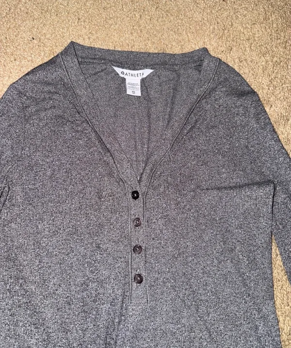 Athleta Gray Long-Sleeve Henley Top - Women XS - Image 3