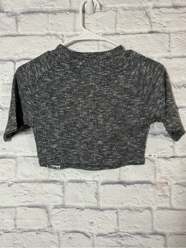 Gymshark Heathered Charcoal Short Sleeve Crop Top, Small - Image 2