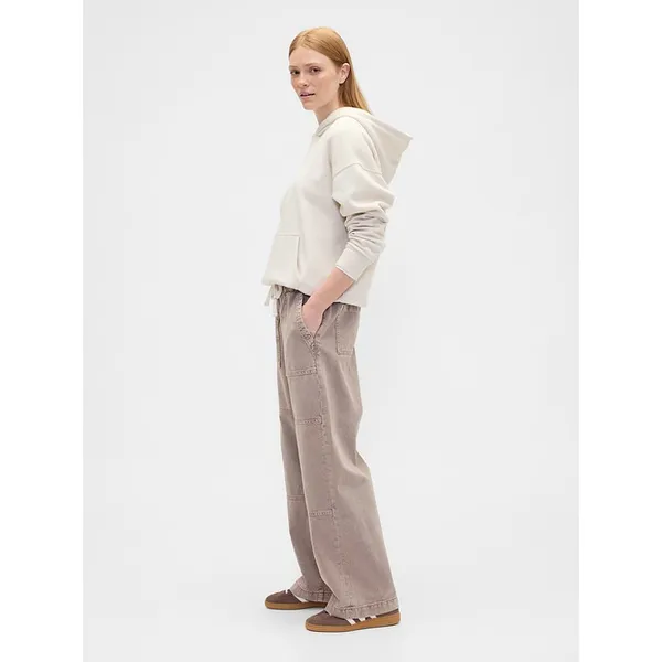 GAP Denim NWOT Mushroom Brown High Rise Pull-On Wide-Leg Utility Jeans Small - Image 3