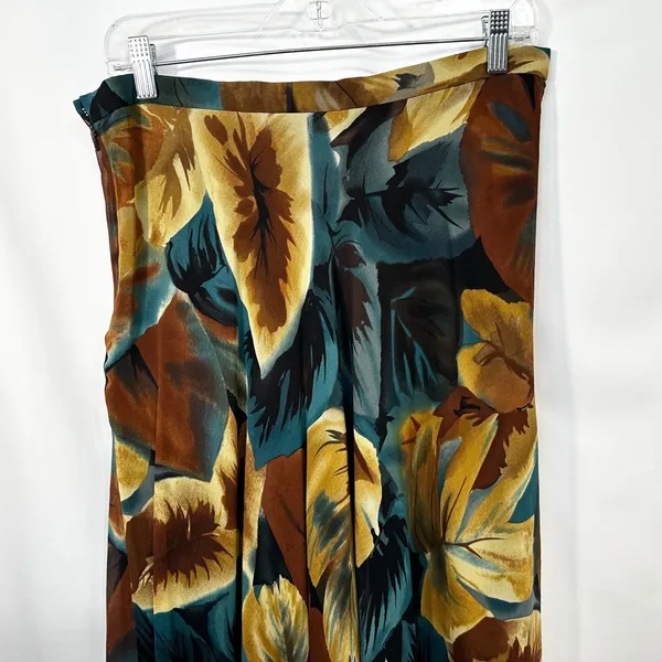 Jones NY Size 12 Maxi Skirt Silk Brown Floral‎ Y2K Fairy Grunge Whimsigoth 640 - Image 5