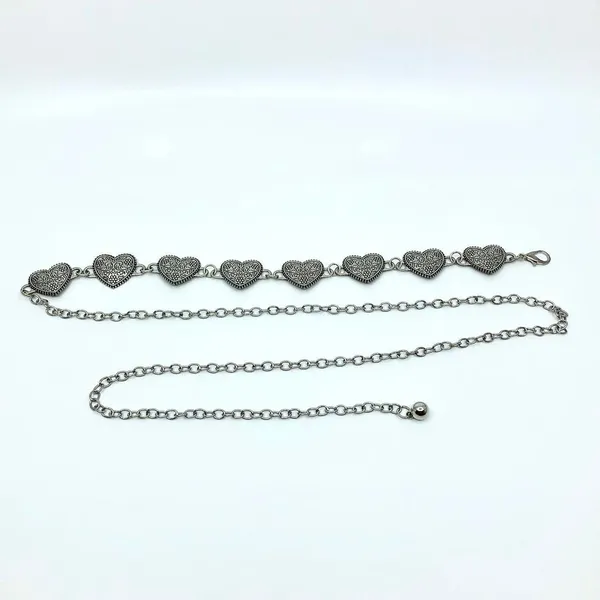 Vintage Y2K Ornate Silver Heart Chain Belt, Fits 13.5–44.5 Inches, X7GA1223 - Image 7