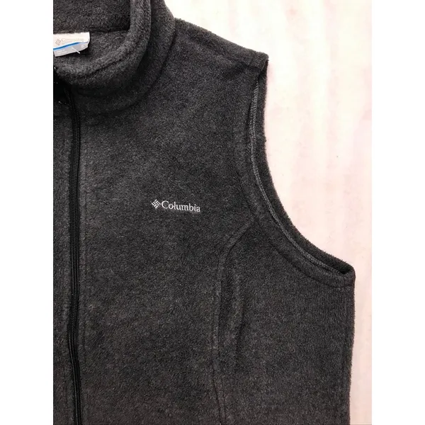 Columbia Womens Fleece Vest Charcoal Gray Full Zip Mock Neck Plus Size 1X‎ - Image 3