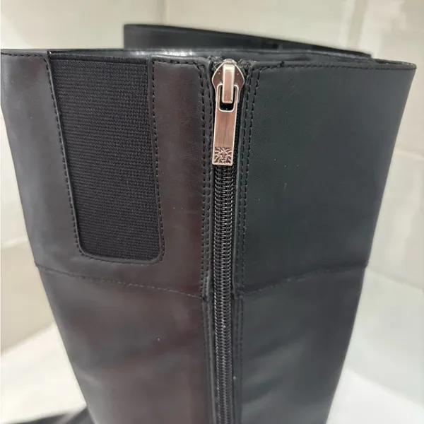 Anne Klein Black Over the Knee Boots Leather Upper Size 7M - Image 7