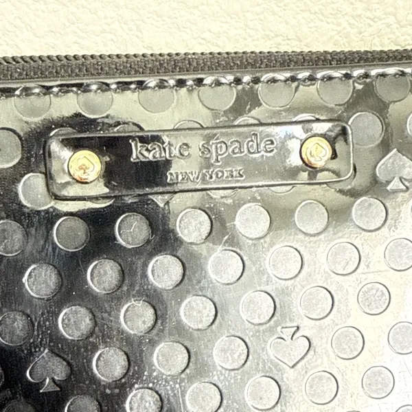 Kate Spade Beale Street Logo Stamp Patent Leather Accordion Wallet‎ Black Read! - Image 2