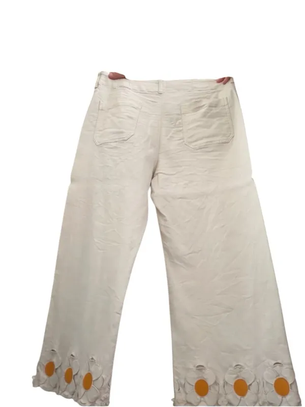 Maeve Anthropologie Colette Wide-Leg Jeans Daisy Cutwork Hem cottagecore whimsy - Image 11