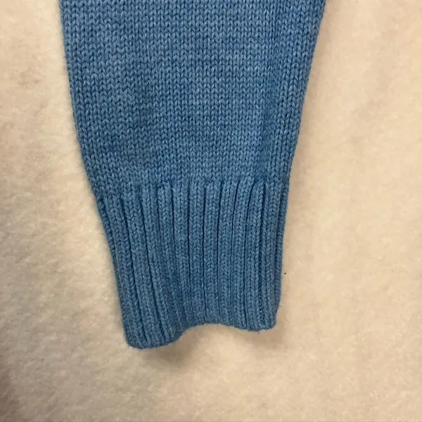 LL Bean Womens Blue Cotton Cable Knit Sweater Size Medium Fisherman‎ - Image 5