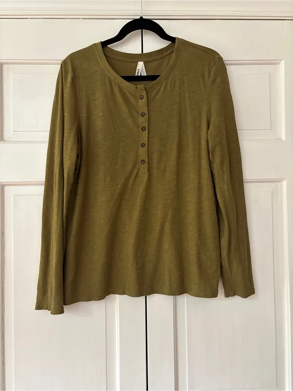 Pact‎ Women's Lizard London Slub Henley Size Large Natural Fibers Featherweight - Image 2