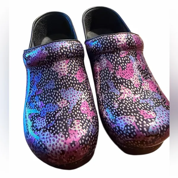 Dansko Multicolor clogs Professional Dotty Abstract Patent Rocker Comfort 8 - Image 3