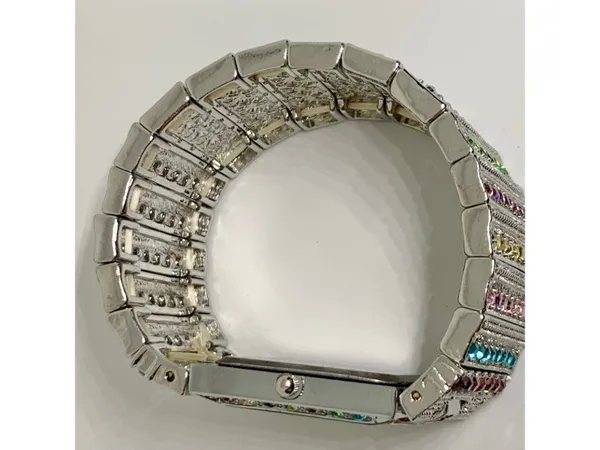 Silver tone colorful crystal women watch 32mm quartz analog elastic band running - Image 8