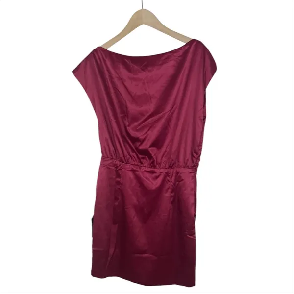 NWT Lulus Utter Obsession Burgundy Red Satin Boat Neck Mini Dress Size Small - Image 4