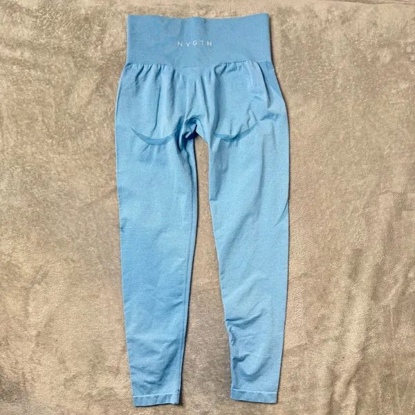 NVGTN Sky Blue Contour Seamless Leggings Womens M Activewear Workout Gym - Image 5