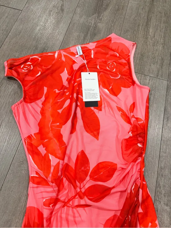 PRETTYGARDEN Red Floral One-Shoulder Maxi Dress - Image 8