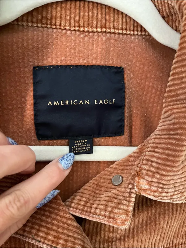 American Eagle Outfitters Rust Corduroy Cropped Jacket - Image 3