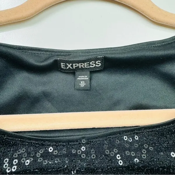 Express Long Sleeve‎ Sequin Mini Dress with Removable Satin Sash Size XS - Image 6