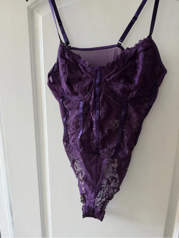 Purple Lace Bodysuit NWOT Size L - Image 6