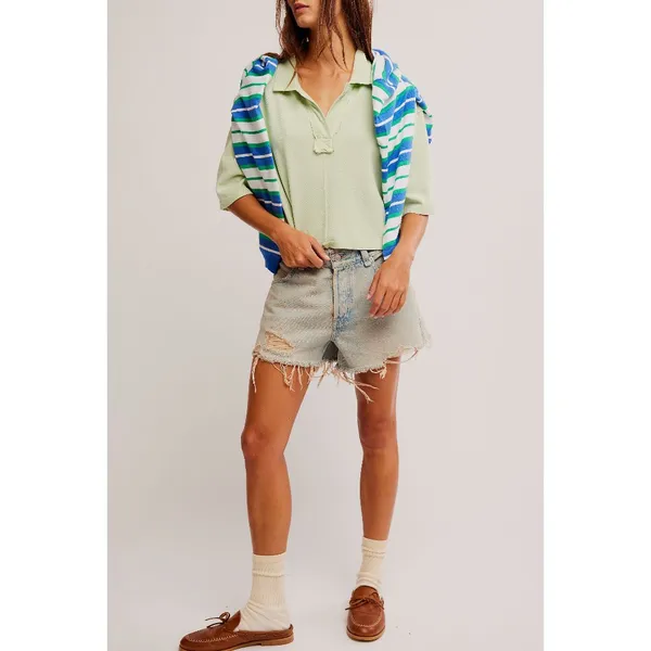 Free People Light Green Short Sleeve Tee - Image 5