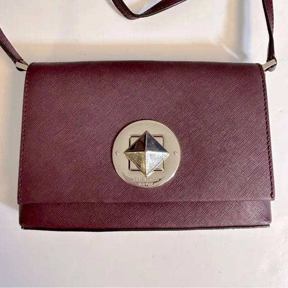 Kate Spade Sally Newbury Lane Burgundy Mulled Wine Crossbody Leather‎ Bag - Image 2