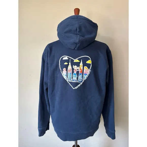Roller Rabbit Navy Blue NYC Heart Hoodie Size Large - Image 2