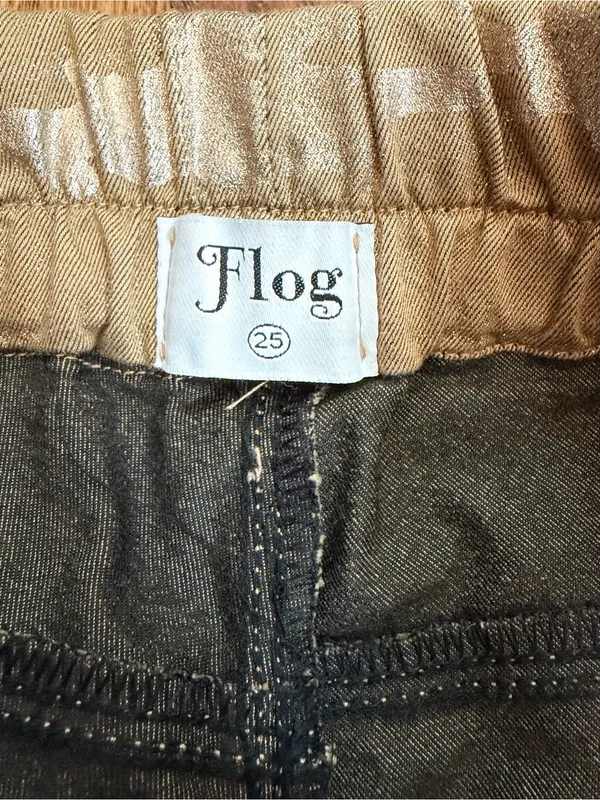 Bevy Flog Shely Beige Gold Metallic Camo Drawstring Pants Size 25 - Image 5