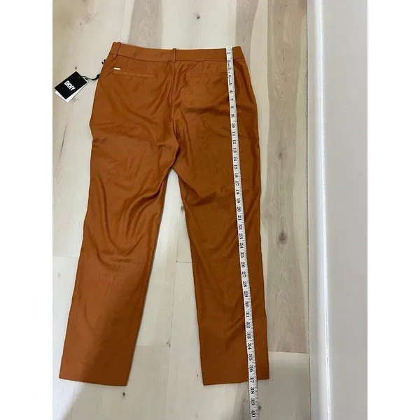 DKNY NWT Women Small Orange Flat Front Poly Rayon Trouser Pants Minimalist Chic - Image 6