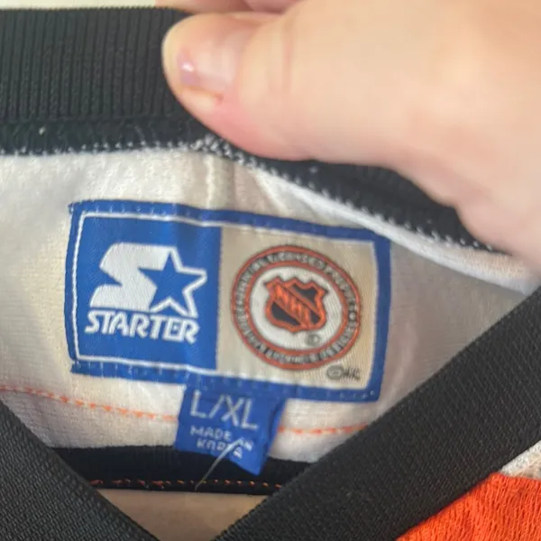 Starter Black and‎ White Hockey Jersey with Orange Accents - Image 3