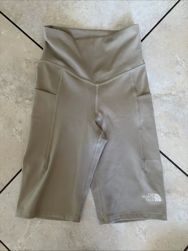 The North Face Women's High-Waist Bike Shorts in Taupe - Image 2