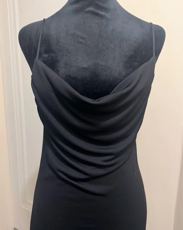 Zara Black Cowl Neck Bodycon Slip Evening Dress Womens Size S - Image 4