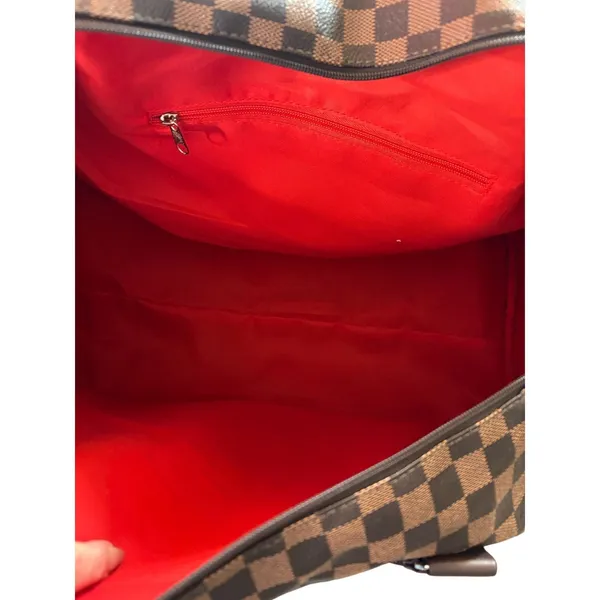 Benoss Milan Brown Checkered Weekender Duffel Travel Bag - Image 8
