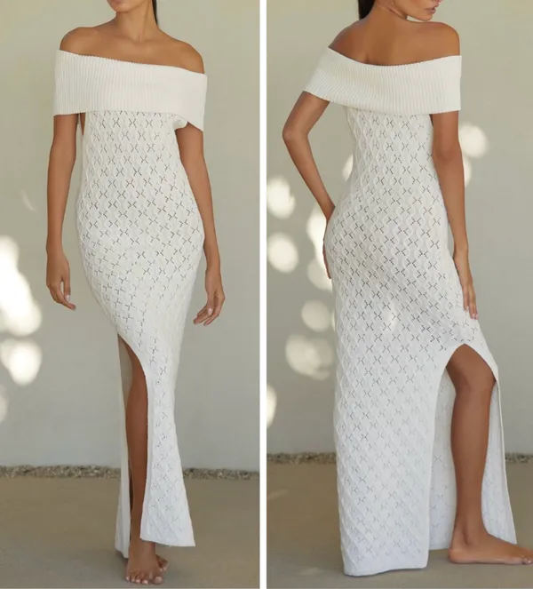 Anthropologie Off-The-Shoulder Tropics Sweater Maxi Dress, Size M - Image 2