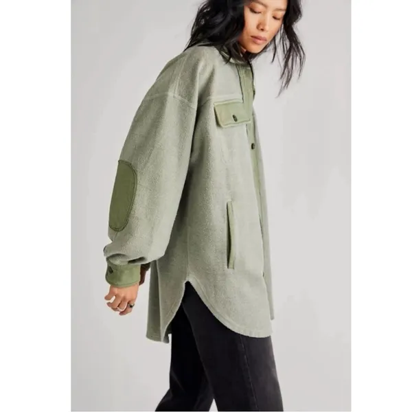 Free People Oversized Ruby Jacket in Jaded Shacket Grunge 90s Distressed Small - Image 6