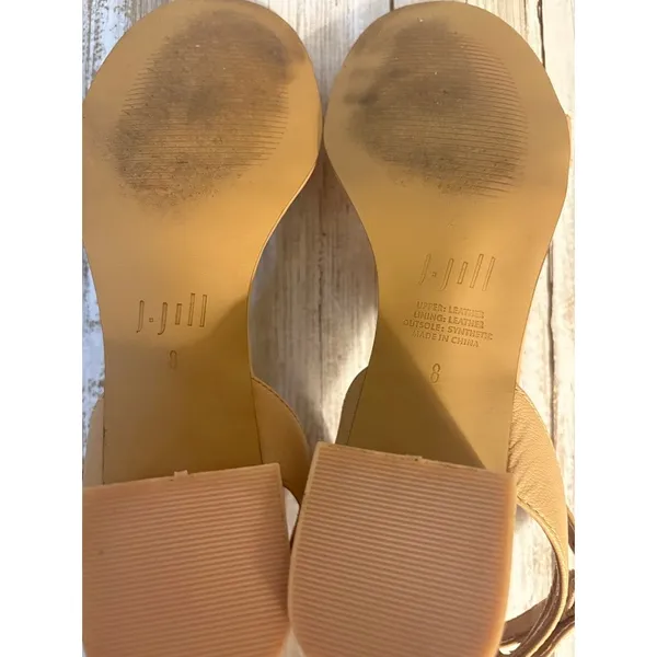 J. Jill‎ Ariane Taupe Leather Open Toe Block Heel Sandals Size 8 - Image 9