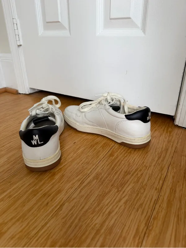 Madewell Court Sneakers White Black Leather Shoes Size 8.5 - Image 3