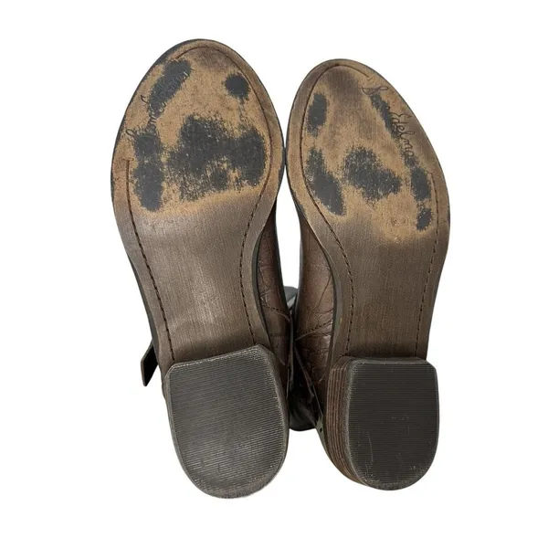 Sam Edelman Juliana Riding Boots Size 8.5M Black Brown‎ Leather Croc Embossed - Image 11