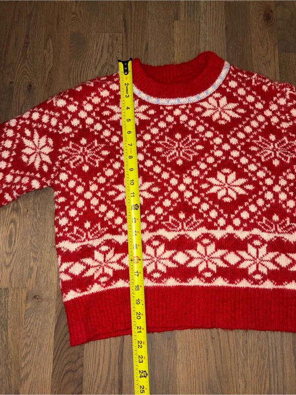 NWT Universal Thread Fair Isle Sweater XS Red White Snowflake Holiday Knit - Image 4