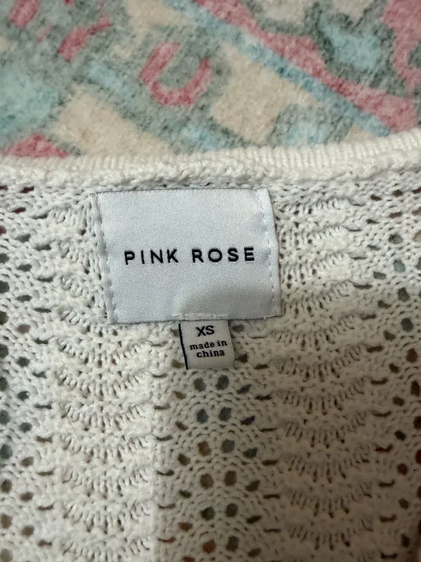 pink rose crochet open tie cardigan - Image 2