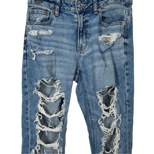 American Eagle Distressed Mom Jeans Size 0 | Ripped Straight Leg | 90s Y2K - Image 3