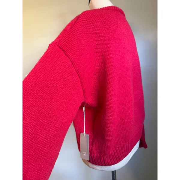 Luna Ivy red Bow Cardigan Sweater M Coquette NEW peppy Y2K cottage Anthro dainty - Image 4
