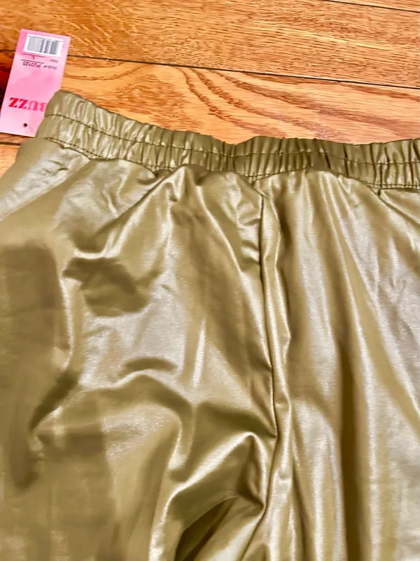 BUZZ FASHION Cargo Wide Leg PULL-ON SATIN Effect heigh waisted stretchy pants L - Image 17