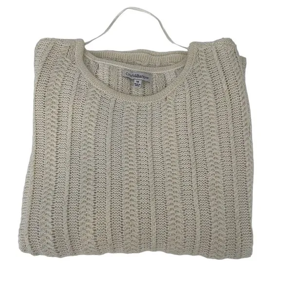 Croft &‎ Barrow Womens Pullover Sweater Long Sleeve Knit Acrylic Cream Medium - Image 3
