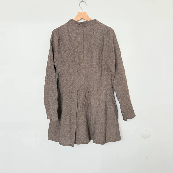 Rihoas Brown Button Pleated Mini Dress - Image 10