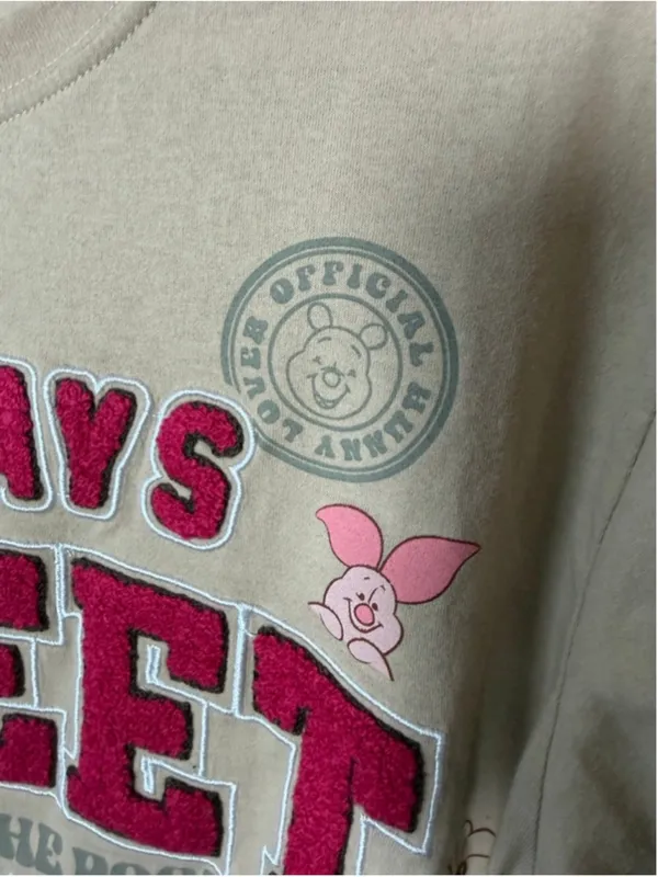 Disney Winnie the Pooh Beige Red Short Sleeve Tee S - Image 5
