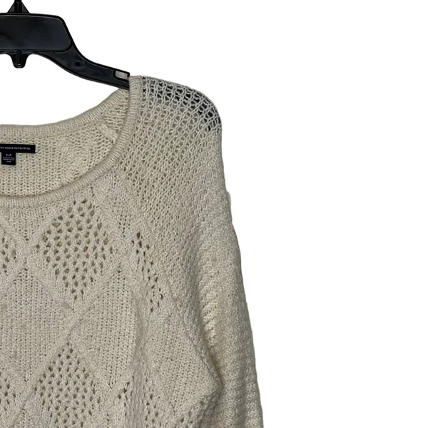 American Eagle Open Knit Sweater Size‎ Small Cream Cotton Wool Stretch Blend - Image 7
