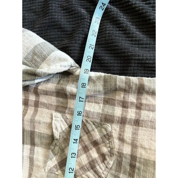 Maurices Tan/Cream Long Sleeve Flannel Shirt Plaid Size Small‎ Button Up Pockets - Image 7