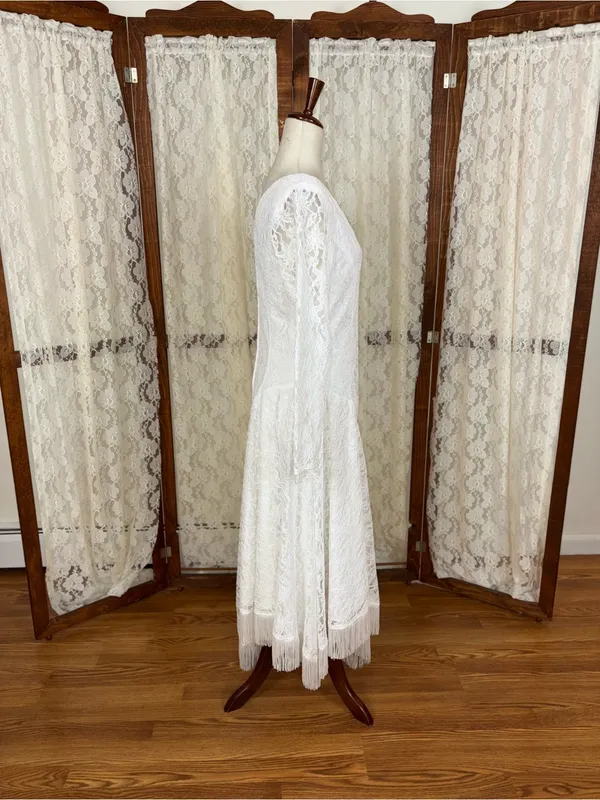 Beautiful Vintage 90s Western Collection Tea Length Wedding Dress - Image 7