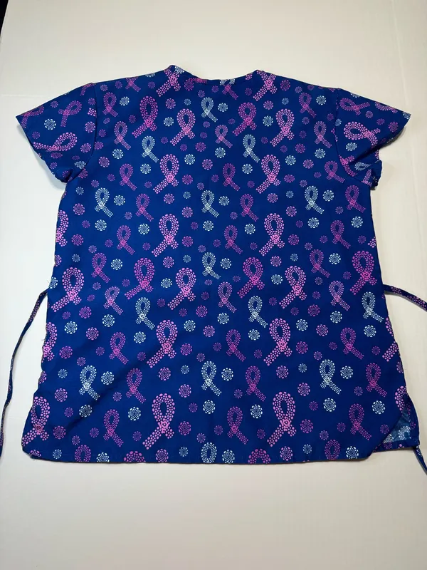 Wear For Care Pink and White Breast Cancer Awareness Scrub Top Size Medium - Image 2