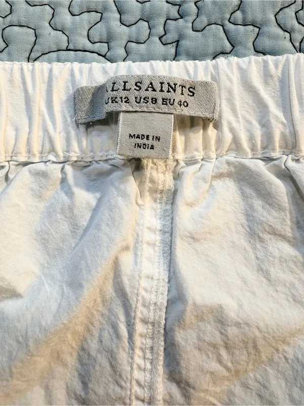 💥AllSaints Barbara White Cargo Parachute Pants Utility Drawstring Hem Sz 8🧡 - Image 11