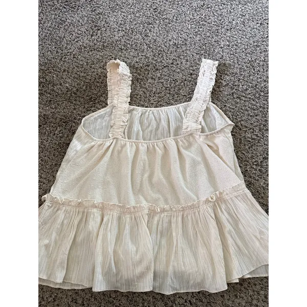 Black Tape Women's Ivory Cream‎ Textured Ruffled Tank top Size 2X - Image 5